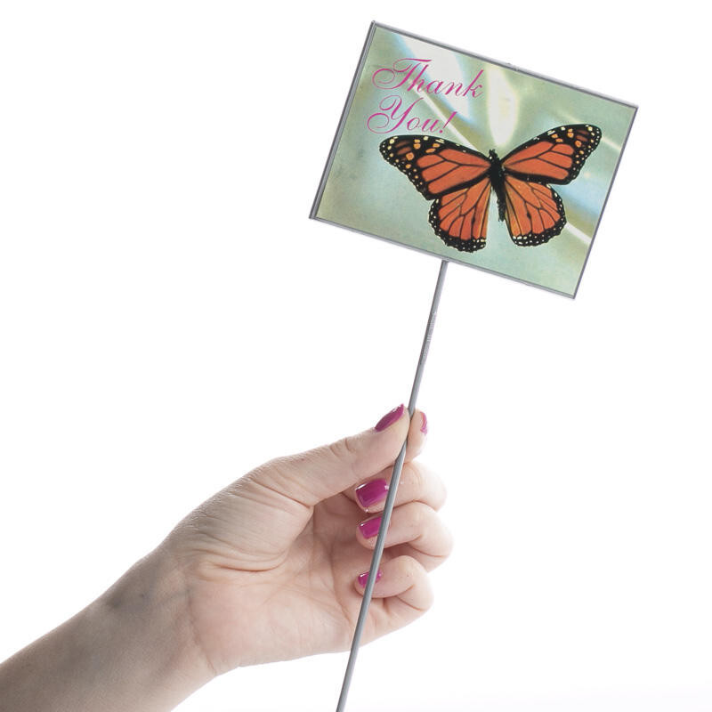 Bulk Lot of 48 Floral Embellishing Acrylic Butterfly ‘Thank You’ 13-1/2″ Picks