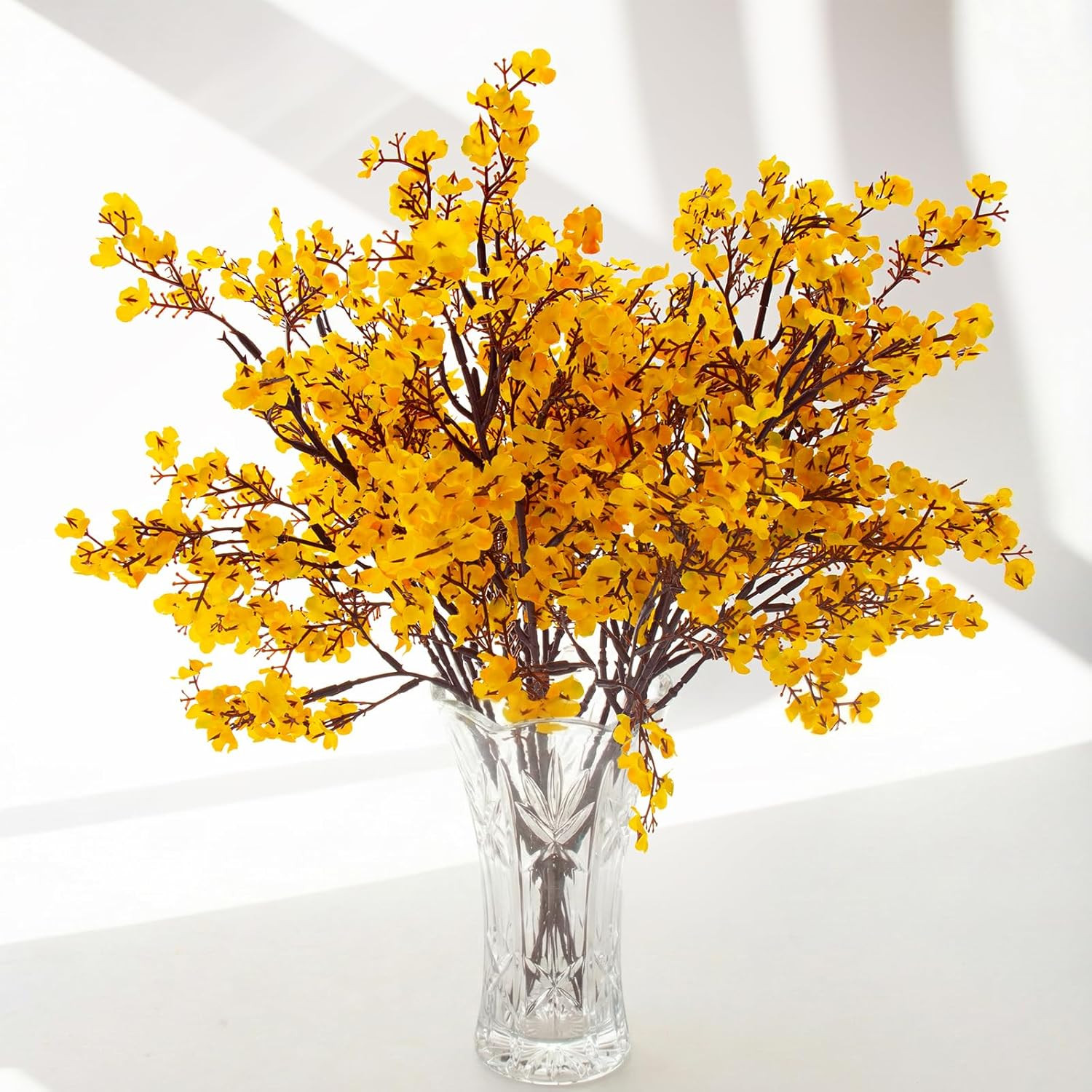 10 Pcs Artificial Babys Breath Flowers Orange Fake Silk Gypsophila Flowers for F