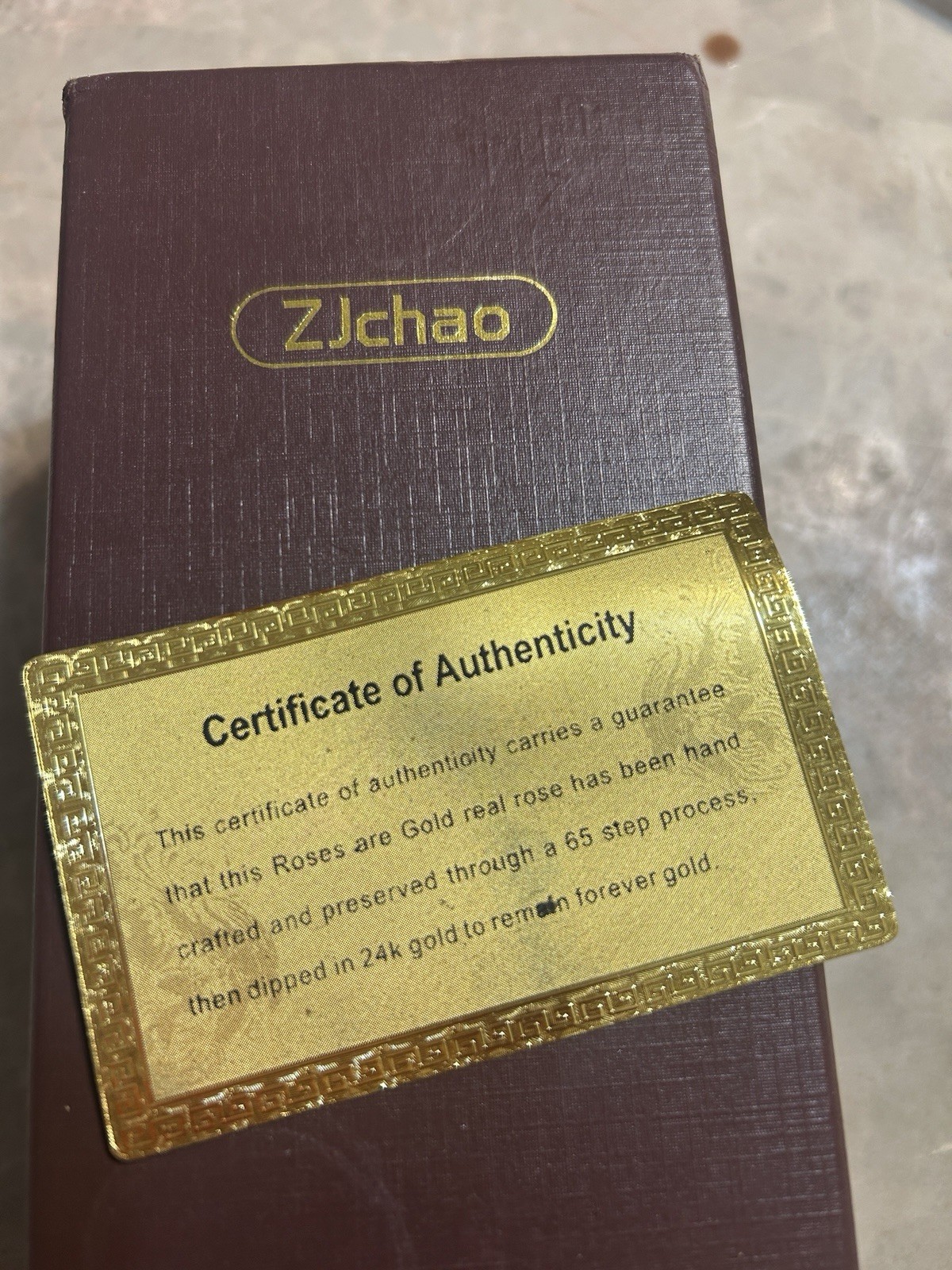 ZJchao 24K Gold Dipped Preserved Pink Rose Flower w/ Certificate