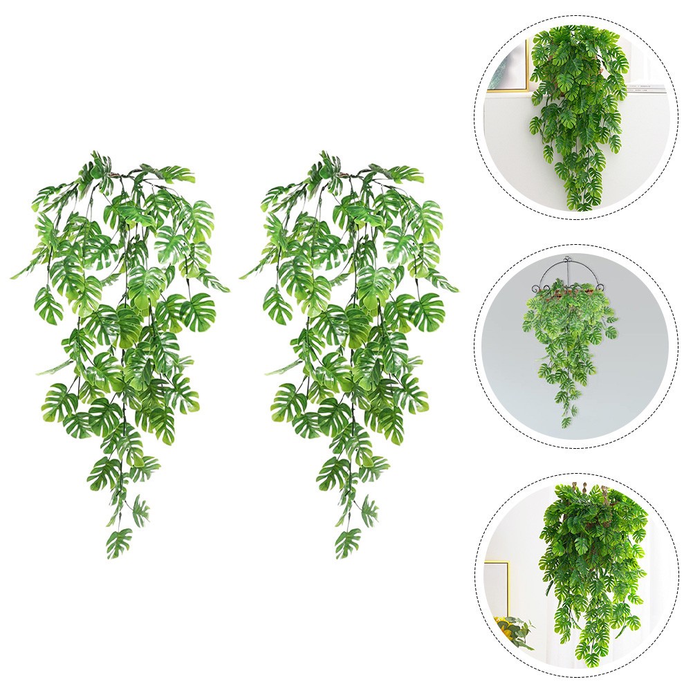 2 Pcs Fake Monstera Leaf Hanging Plants Artificial That Monestera Vine