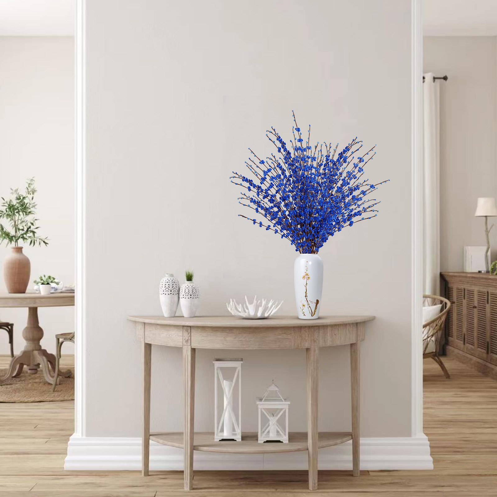 Artificial Jasmine Flowers Tall Fake Bouquet 10 PCS 29.5 Inch Long Blue Faux