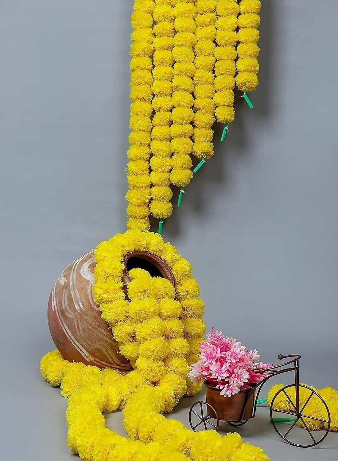 Wholesale Indian Yellow Marigold Flower Mehndi Decoration Artificial Garlands
