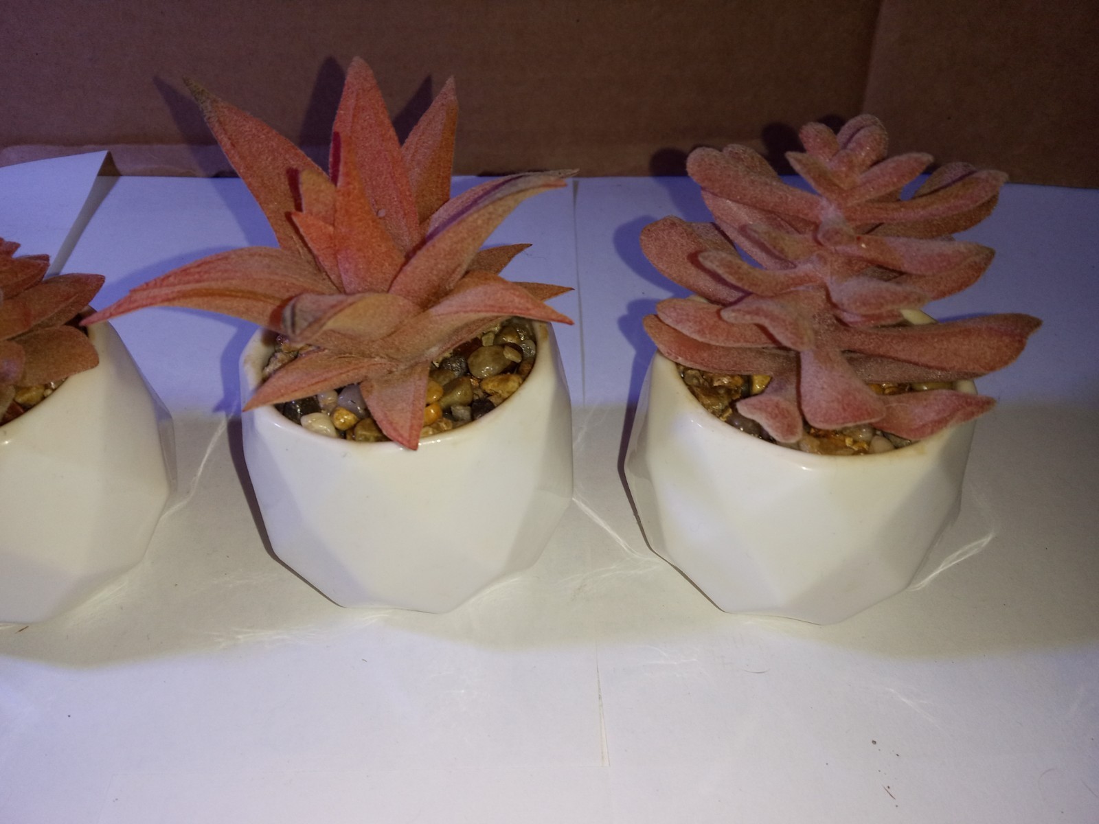 Faux Mini Pink Succulents In Ceramic Pots Set Of 4 Office, Home Decor