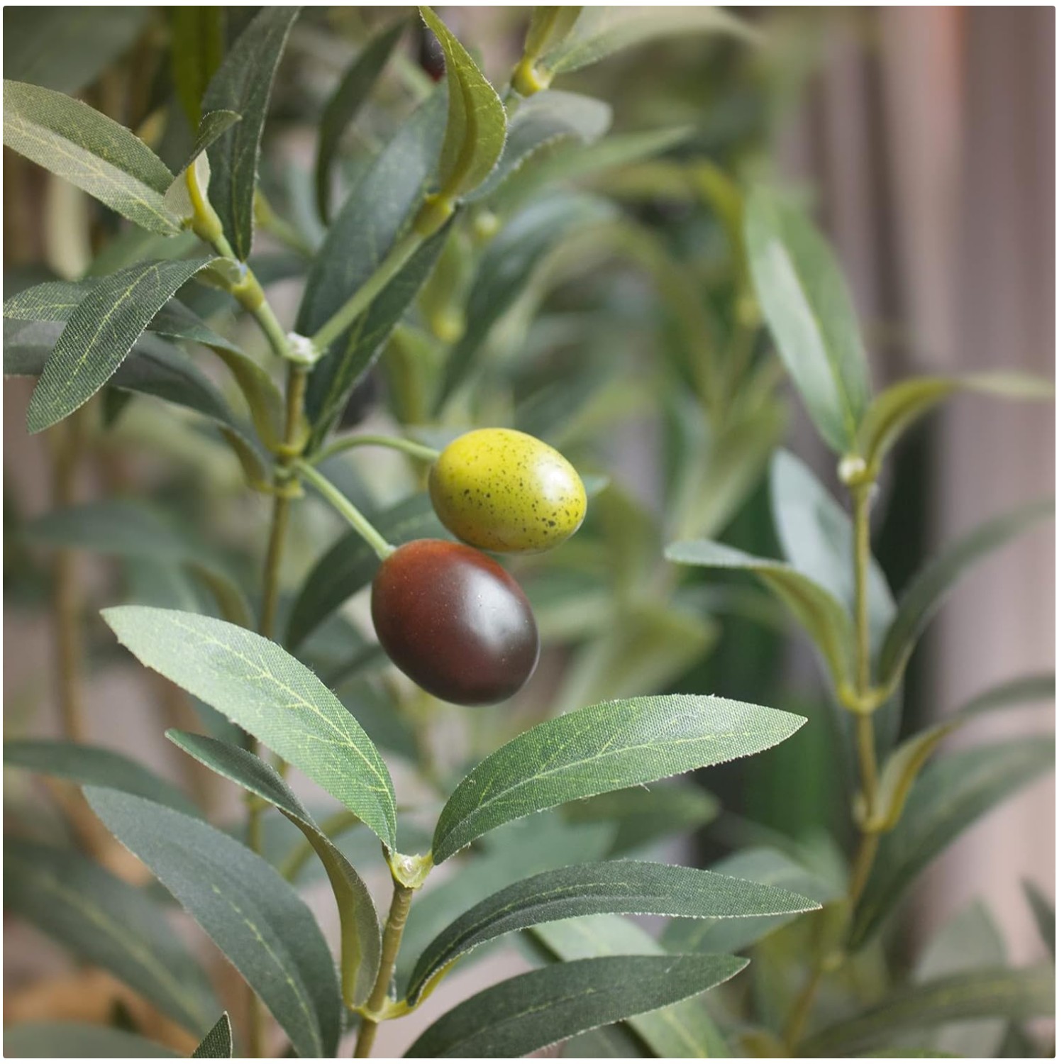 Artificial Olive Tree – Natural Wood Trunk, Silk Leaves