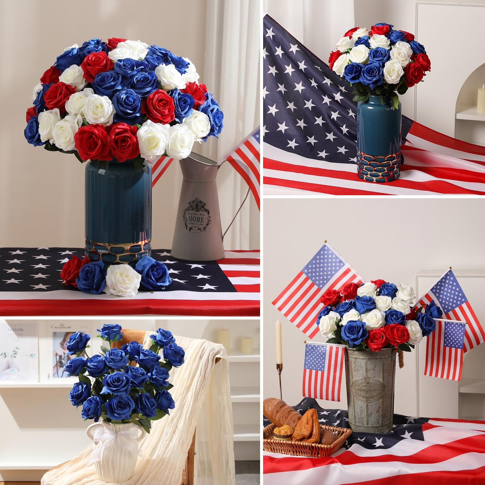 12PCS Artificial Silk Flowers Realistic Roses Bouquet Long Stem for Home Wedd…