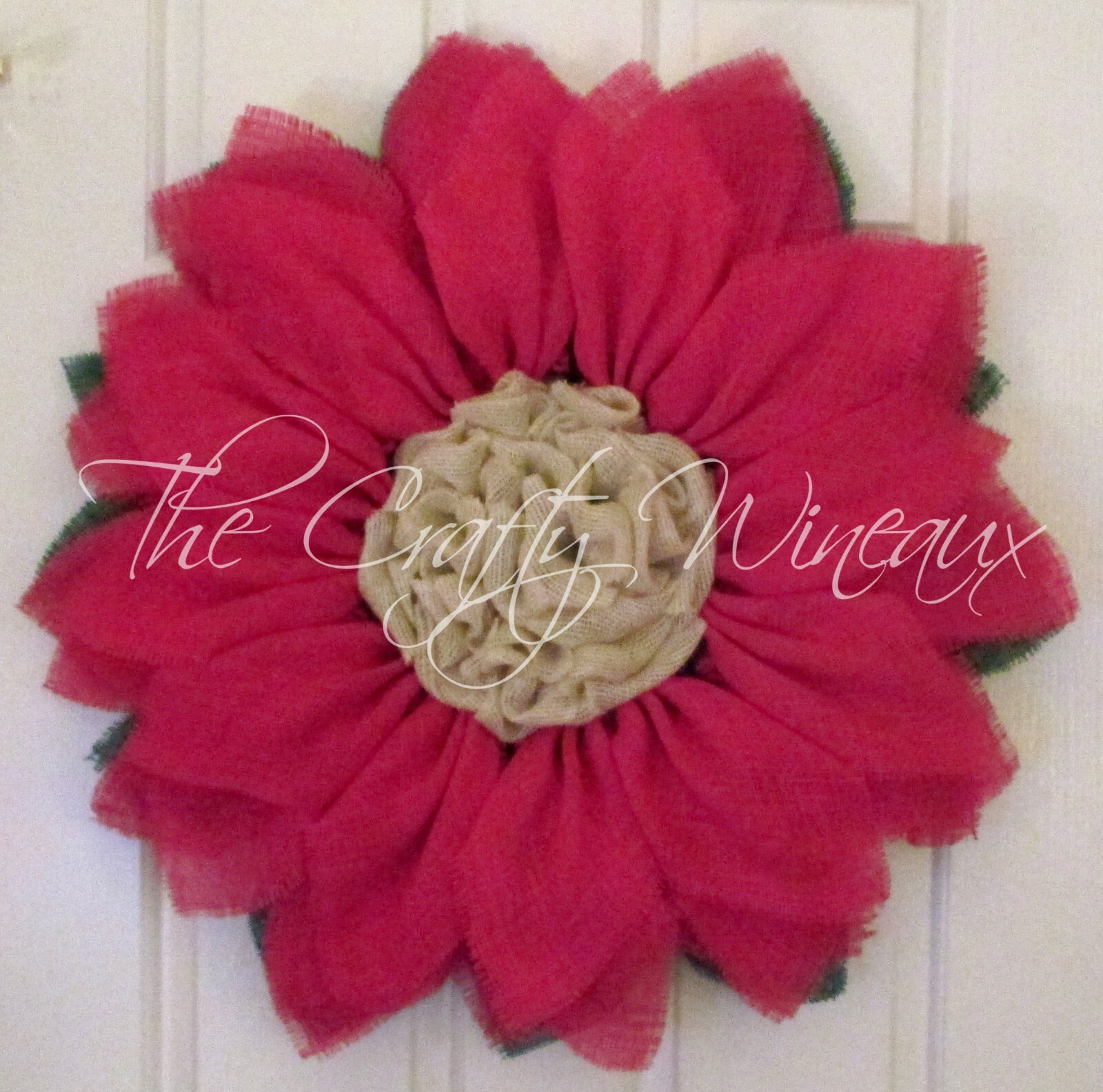 The Crafty Wineaux – Large 25″ Fuchsia Pink Burlap Sunflower Wreath