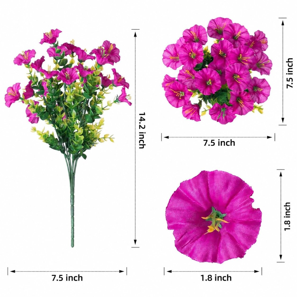 Artificial Flowers for Outdoors, 12 Bundles Morning Glory with Eucalyptus Lea…