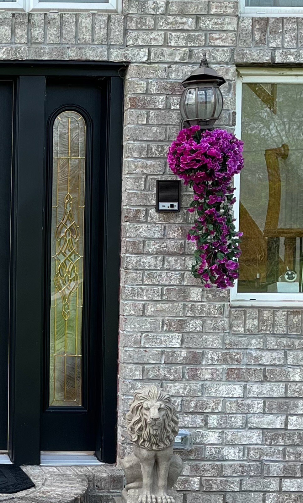 2 Artificial Fake Hanging Plant UV Protection Violet Flower Vine In Out Home