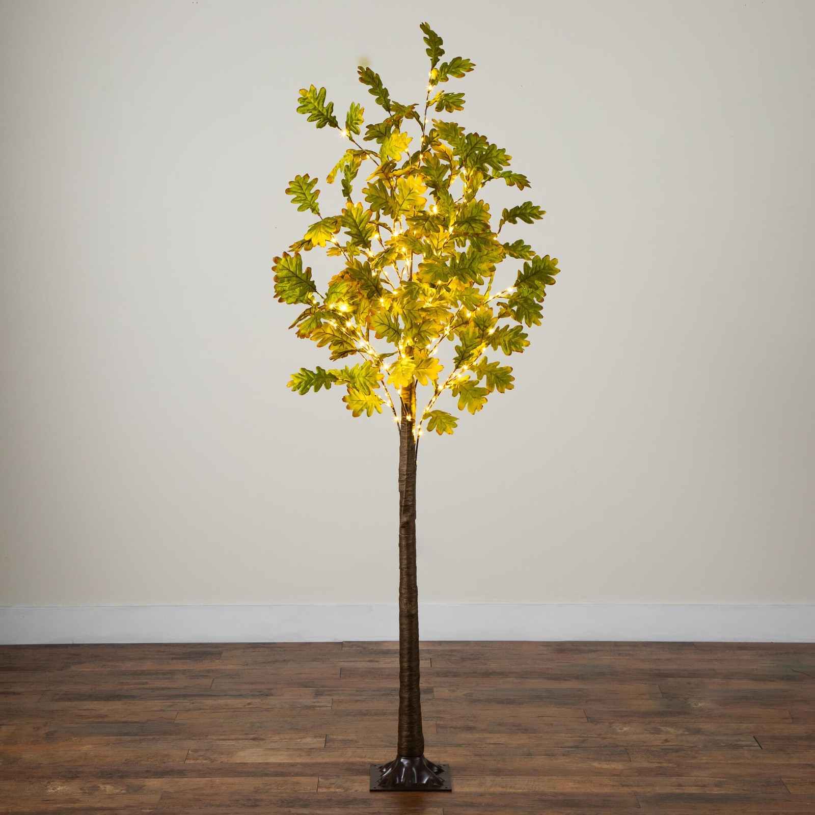 Nearly Natural 5ft Pre-Lit Green Autumn Oak Fall Tree w/ 200 Warm White LED