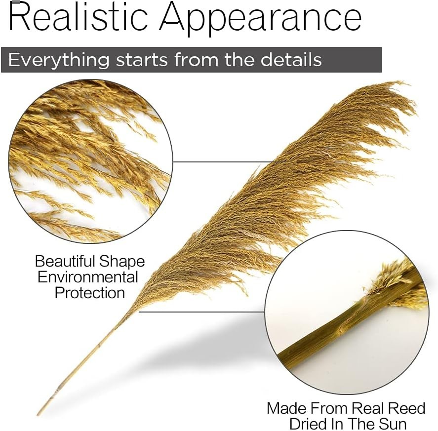 Golden Pampas Grass Decor Tall,Dried Pampas Grass, Pompas Floral for Vase, El…