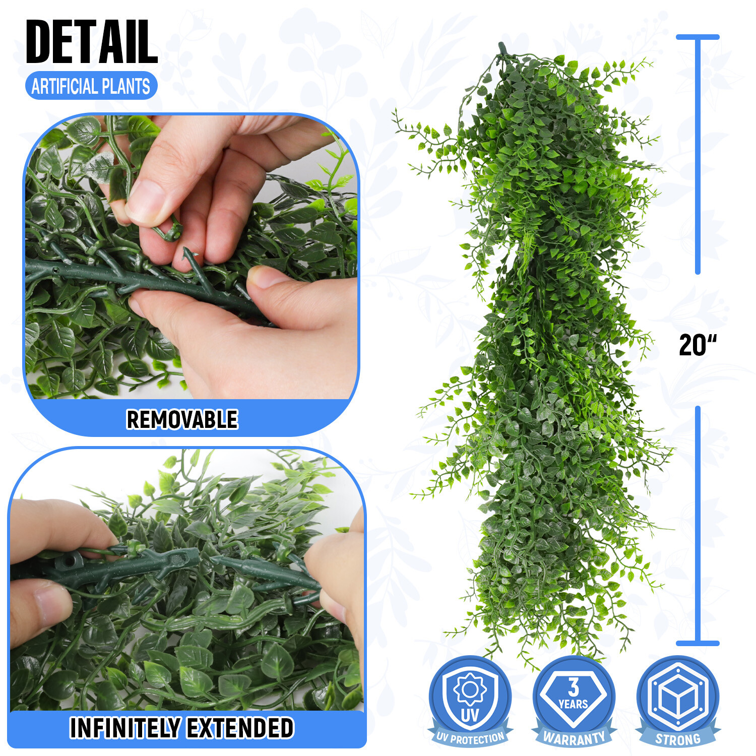 Artificial Hanging Plants Fake Ivy Vine Flowers Garland for Home Christmas Decor