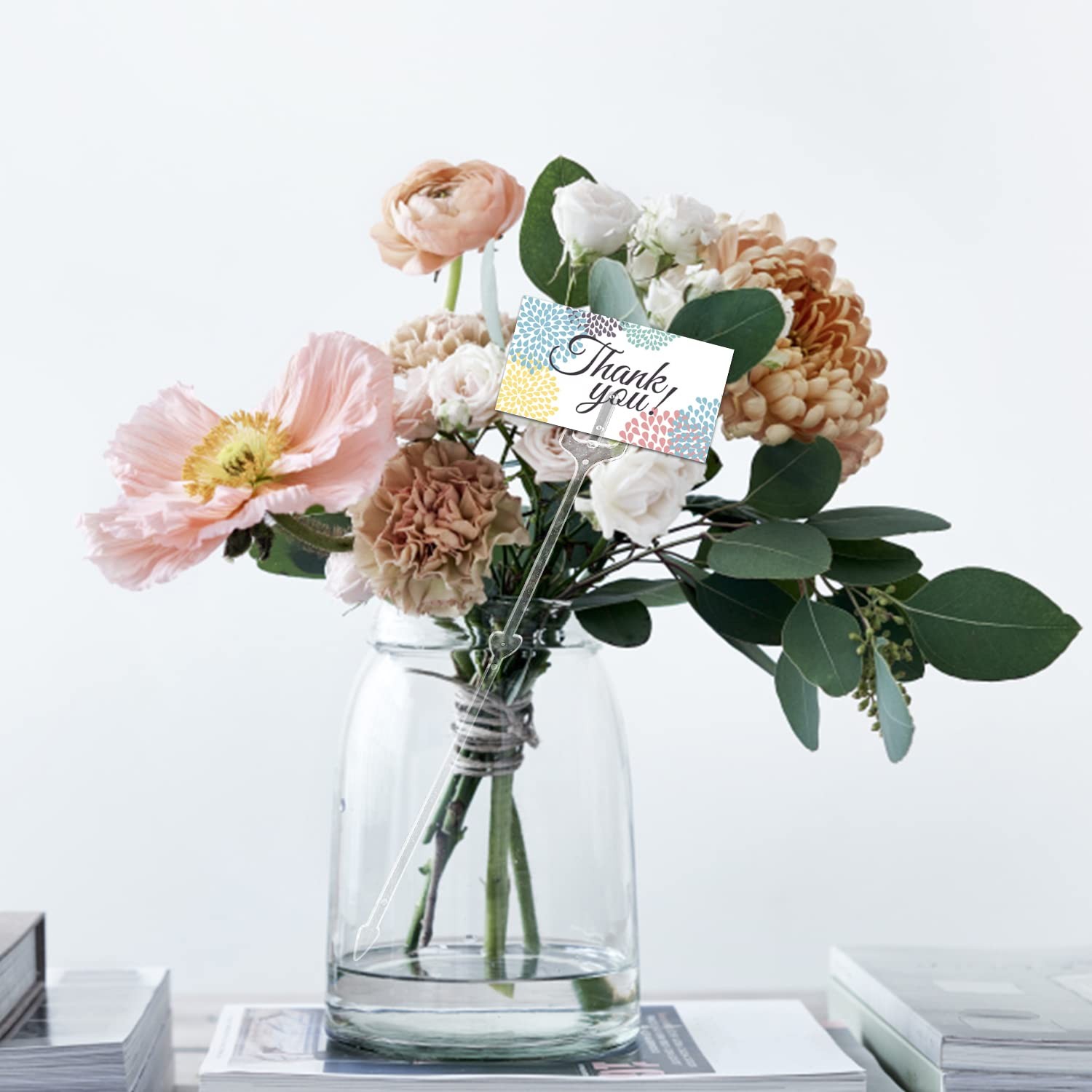 100PCS Plastic Floral Place ,9 Inch Transparent Straight Head Flower Picks Ph…