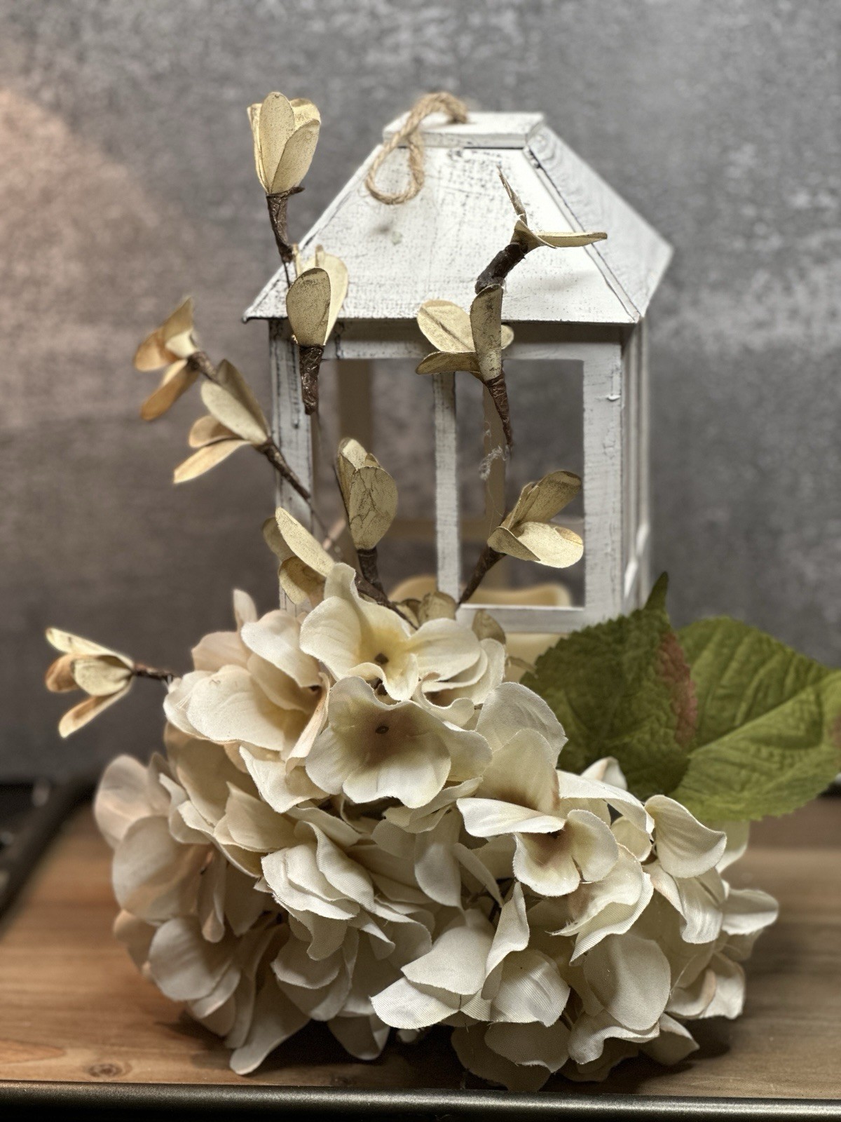 New Flower Arrangement, Faux Floral Centerpiece, Mothers Day Gift, Beige Decor
