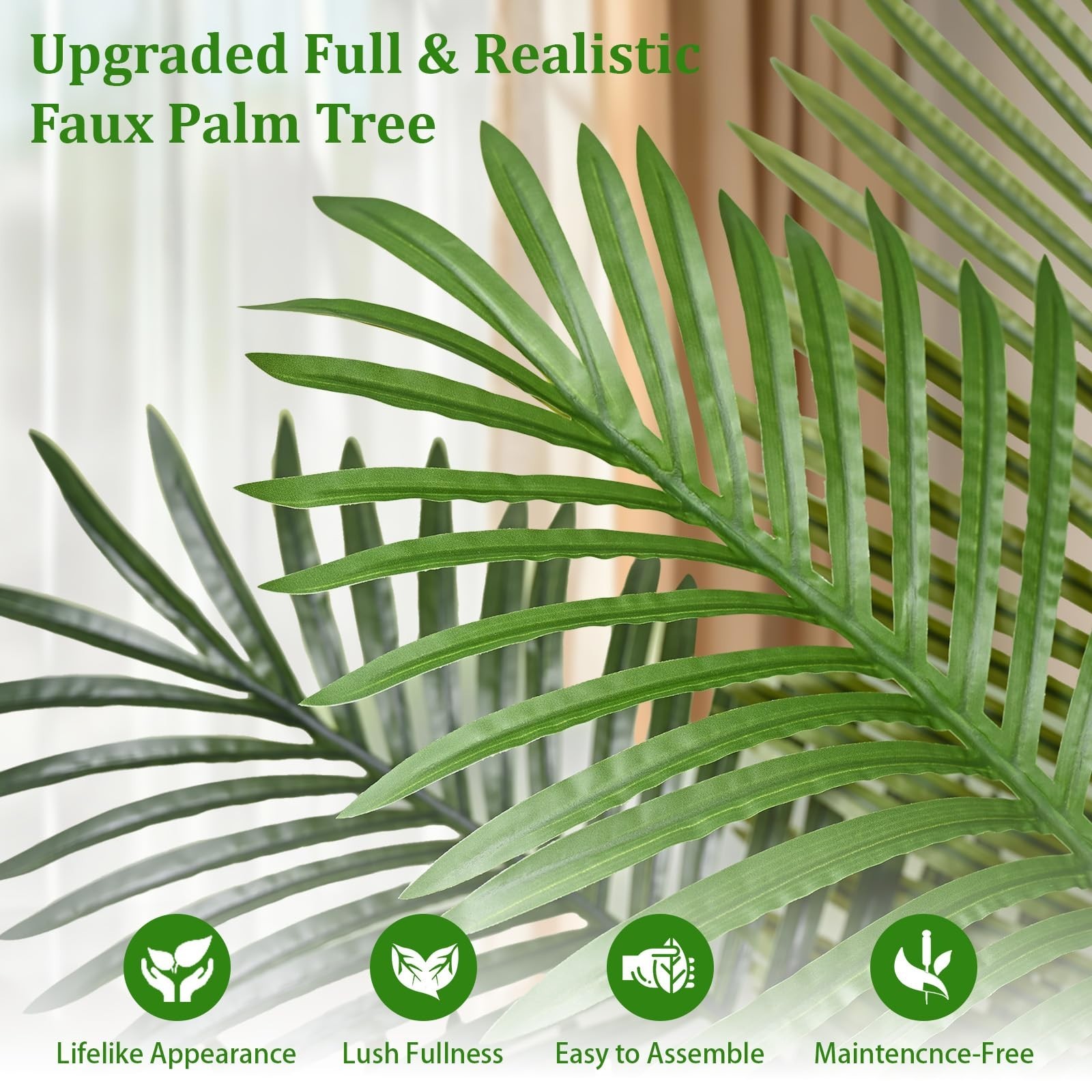 6FT Tall Artificial Palm Tree – Realistic Indoor/Outdoor Plant with Weighted Pla