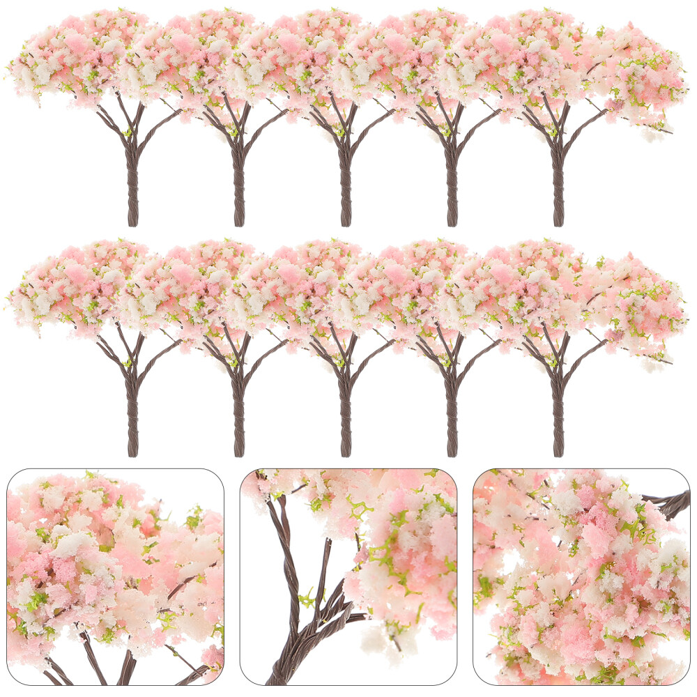 10PCS Artificial Cherry Blossom Trees Mini Lifelike Cherry Blossom Mini Trees