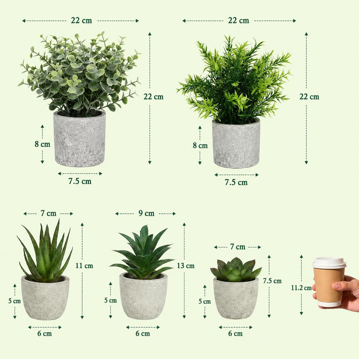 5 Pack Small Fake Plants for Home Decor, Artificial Plants Indoor Eucalyptus/…