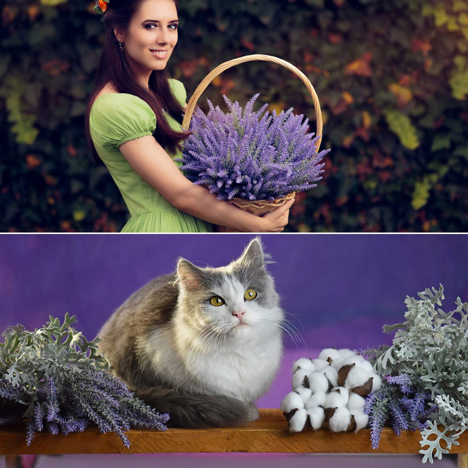 10 Bundles Fake Flowers Artificial Lavender Plants, Purple