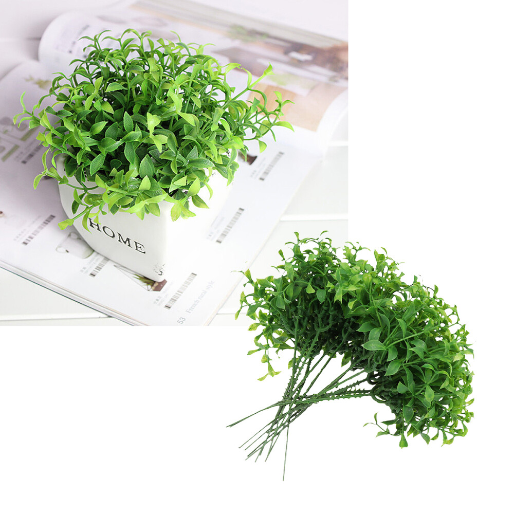 12 Pcs Fake Plants Shrubs Simulated Grass Ornaments Faux Bonsai Tree Desktop