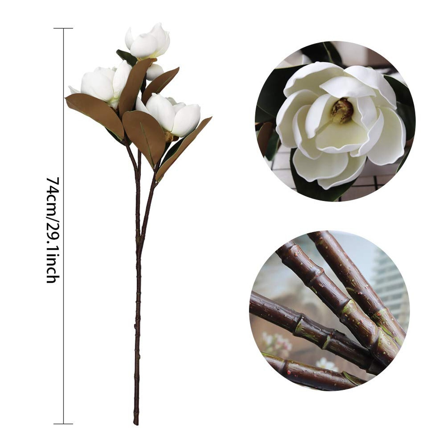 LIUCOGXI Vintage Artificial Magnolia Flower White 6 Heads,Long Stem Magnolia …