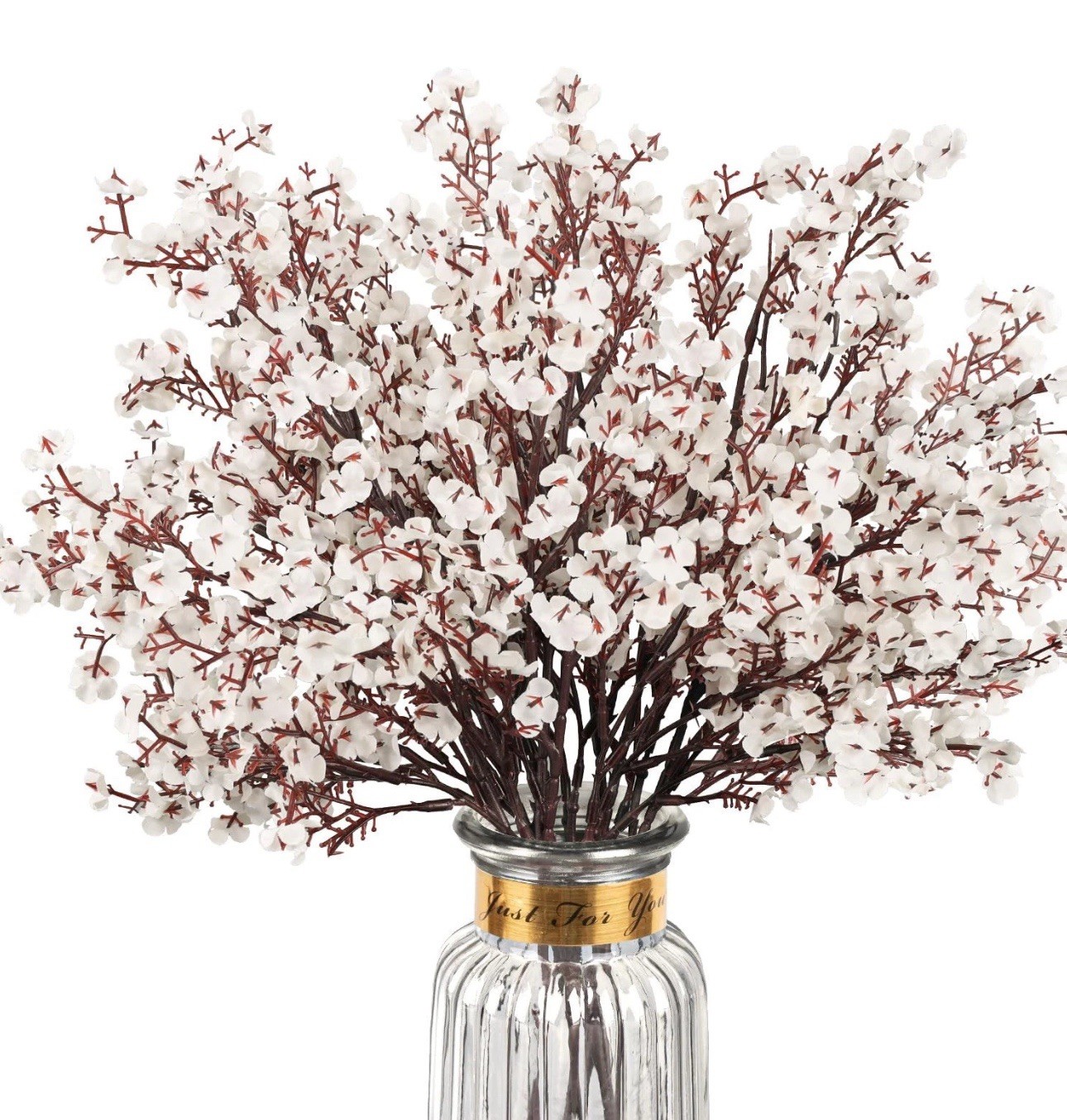 Babys Breath Artificial Flowers, 8 Bundles White Real Touch Fake Flowers Silk…