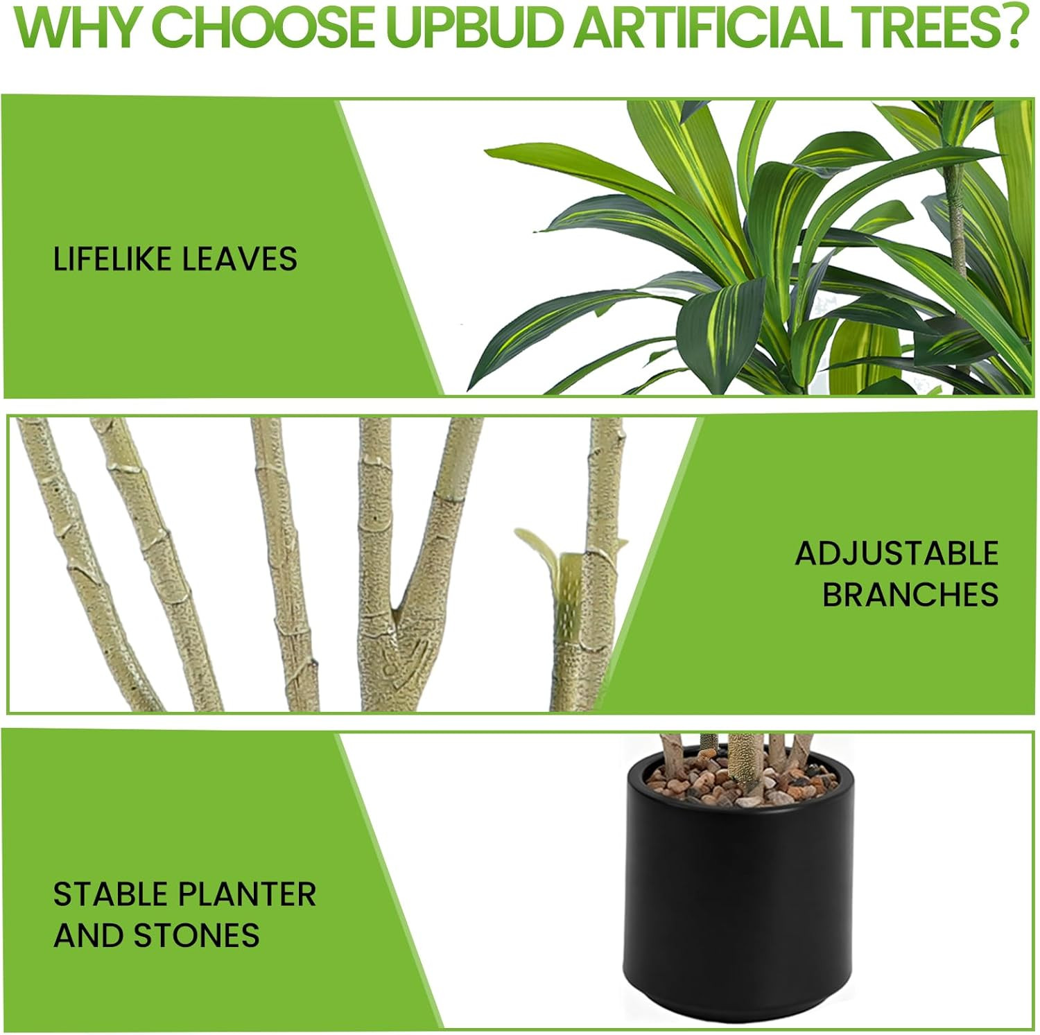 6FT Artificial Dracaena Tree with Realistic Leaves & Black Planter for Home Deco