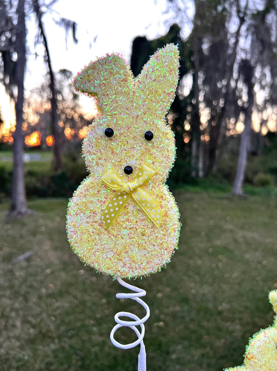 Sugared Bunny Peeps Spray Set of 3 Picks 27 Inch Easter Decor Spring Decor Craft
