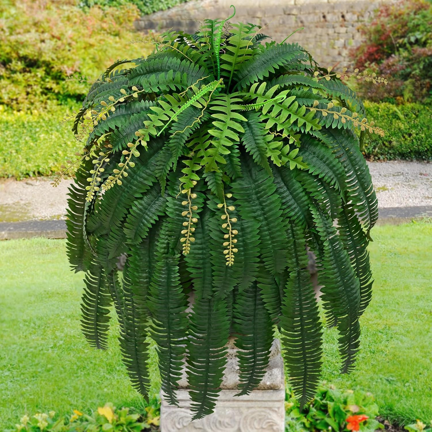 2Pcs 67″ Fake Ferns Large Artificial Ferns Plants for Outdoor | Large & Full, Fa