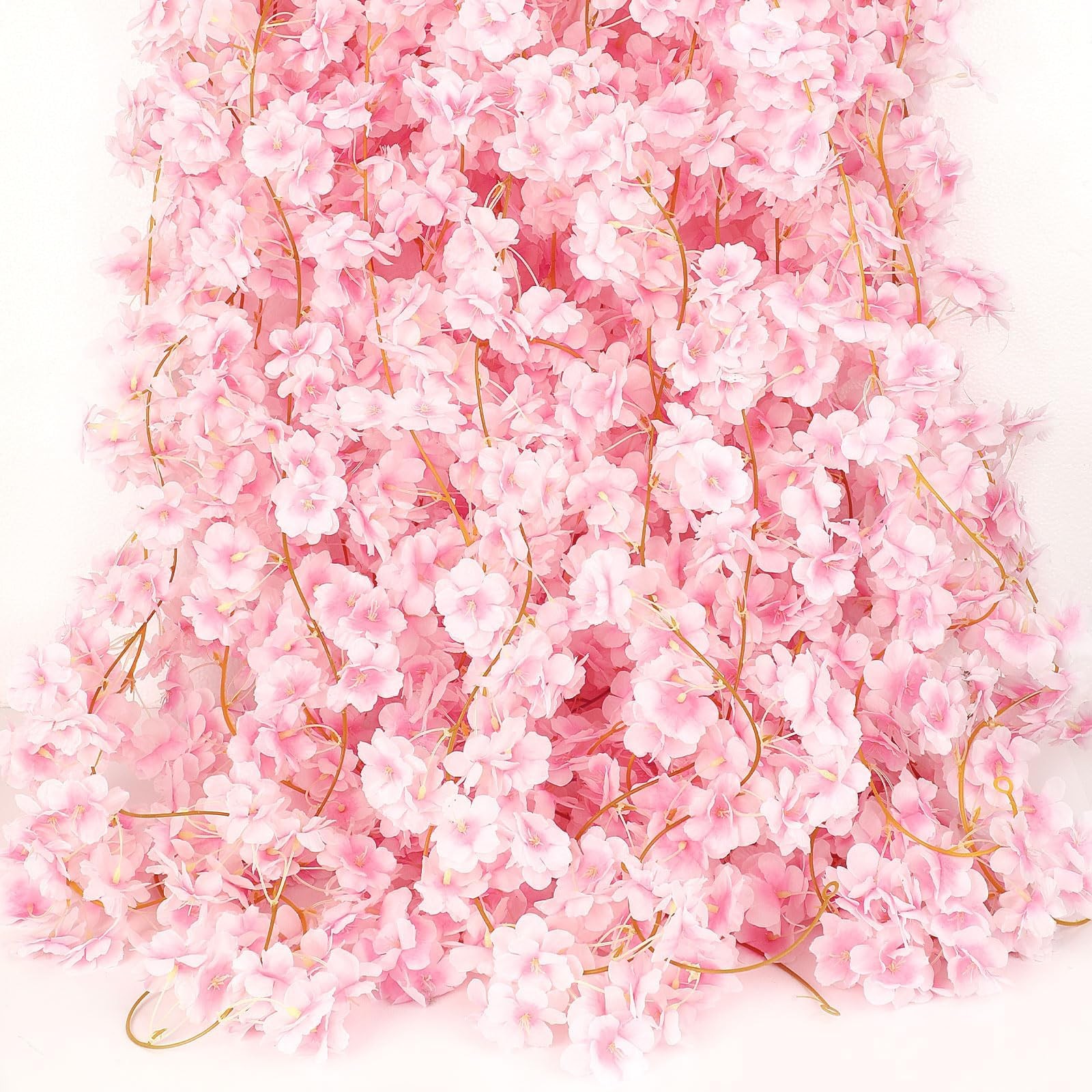 Cherry Blossom Garland, 6 Pack Artificial Cherry Flower Vines Pink Silk Sakur…
