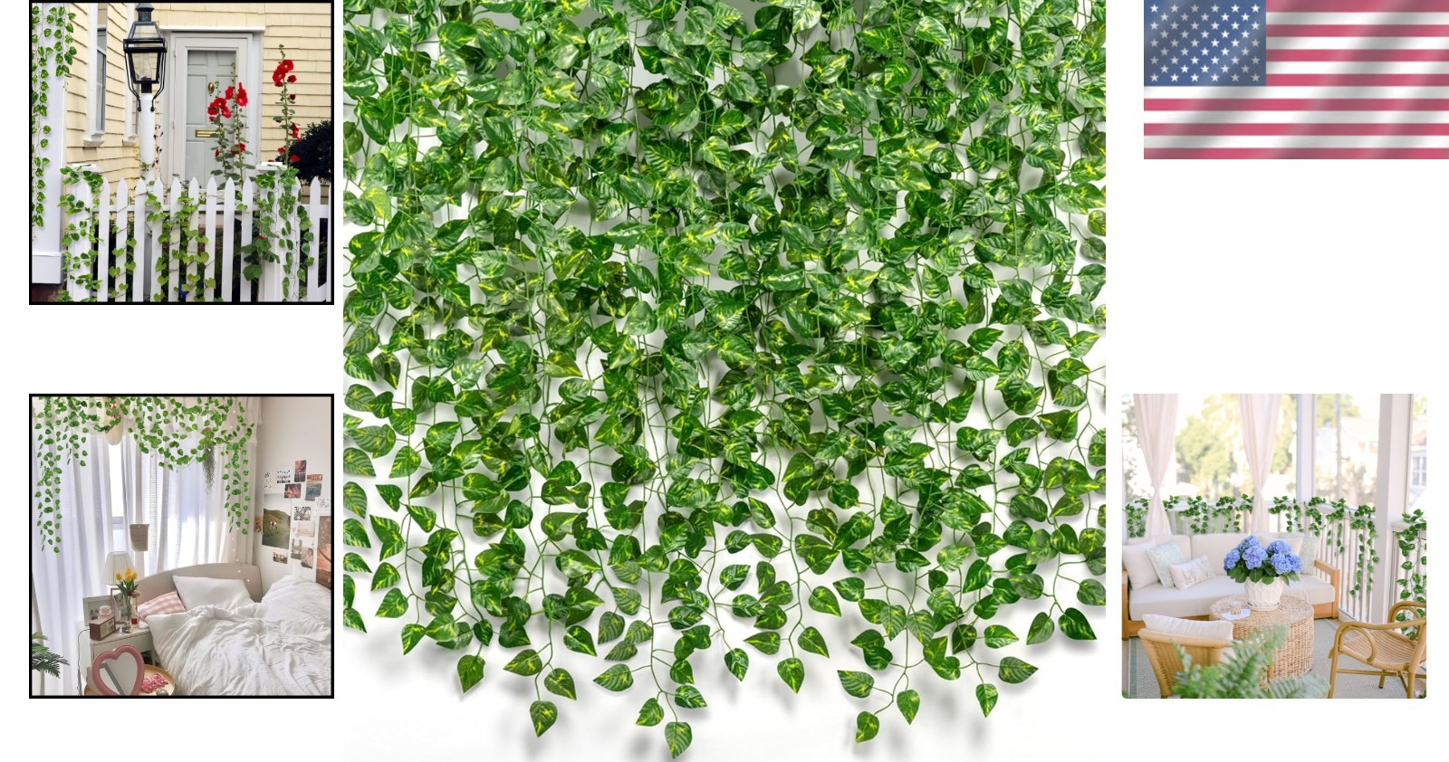 Artificial Ivy Vines Set – 72 Count, 7 Ft Each, UV Resistant