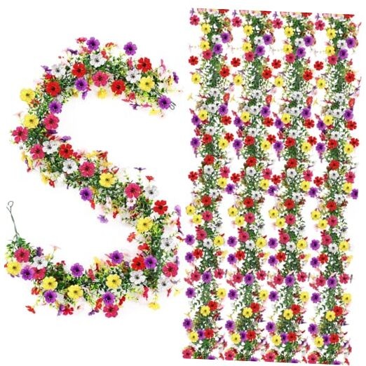 4 Pcs 6 ft Artificial Flowers Rose Red + Red + Yellow + Purple + White + Pink