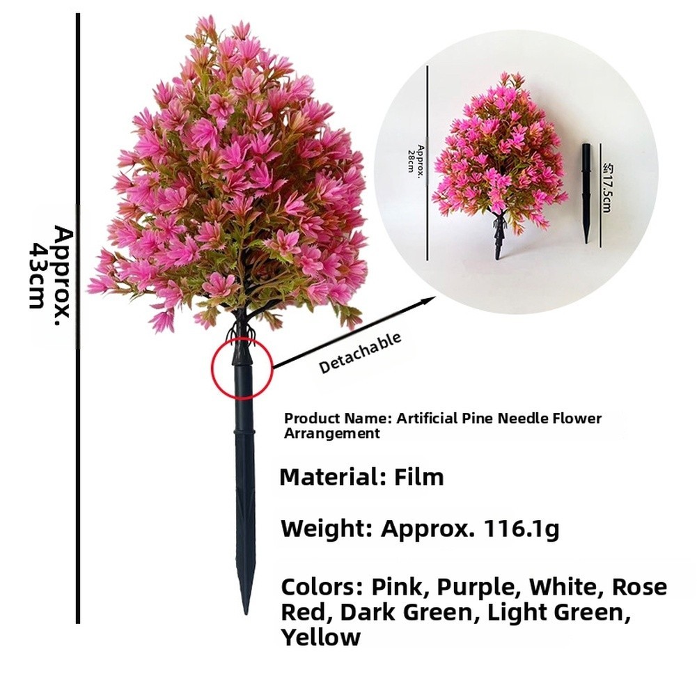 17 Inch Plastic Pine Flower Stake with Vibrant Blooms for Outdoor Spaces
