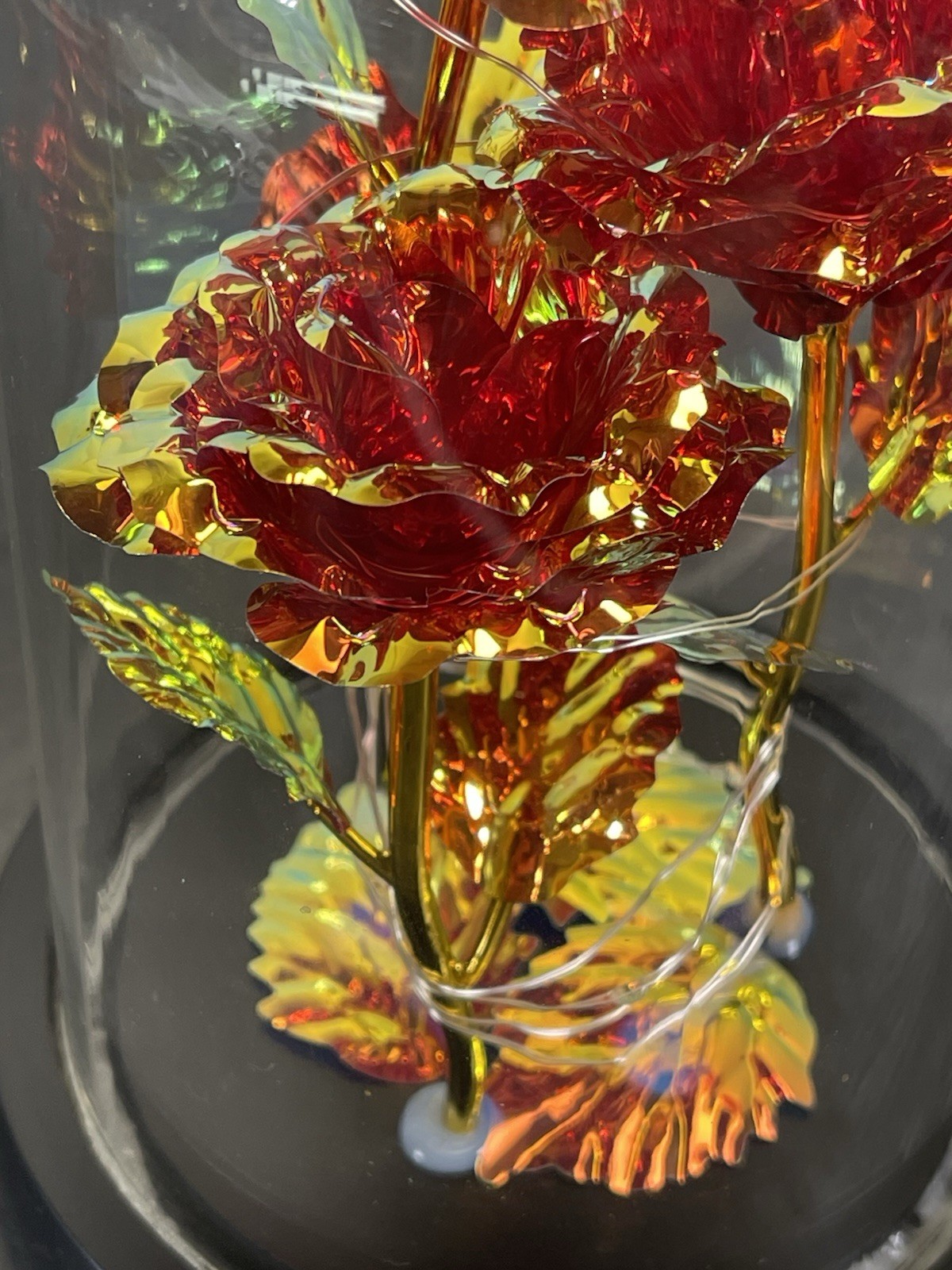 Enchanted Forever Rose Flower In Dome Glass LED Rose Of Love Pre Owned