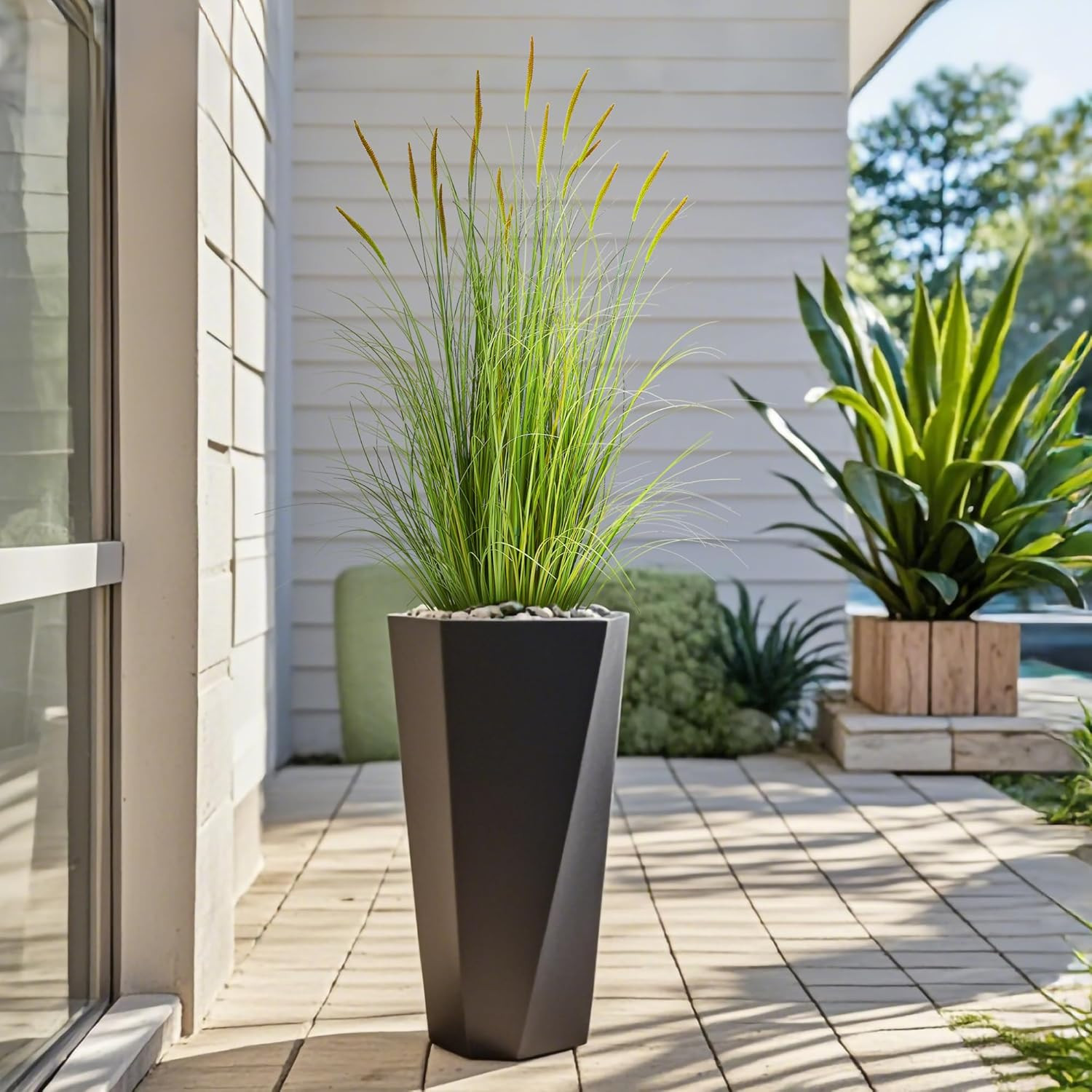 3Ft 2-Pack Artificial Cattail Reed Grass, 35In Artificial Indoor Outdoor Fake On