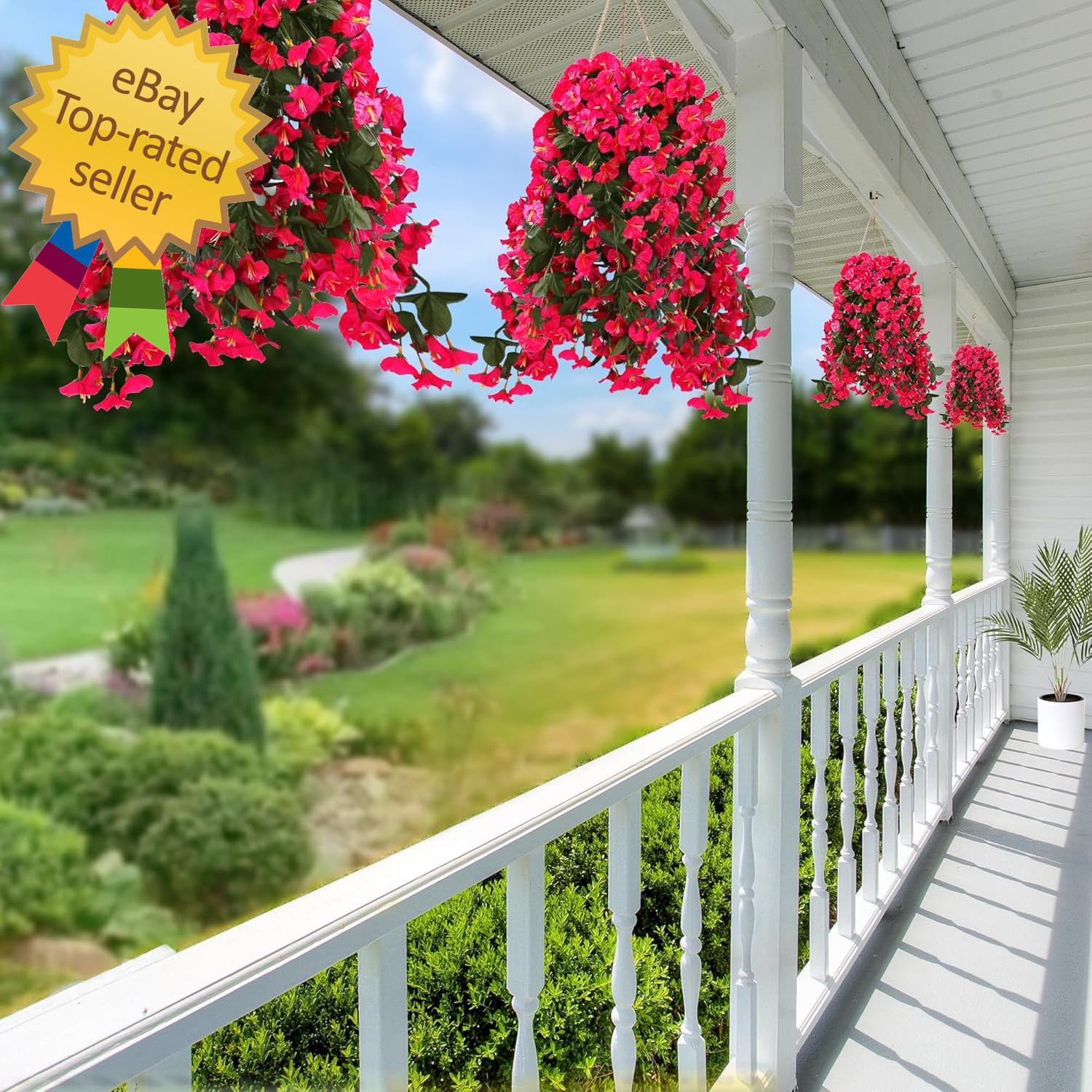 Artificial Fake Hanging Flowers Plants for Outdoor outside Spring Summer Decorat