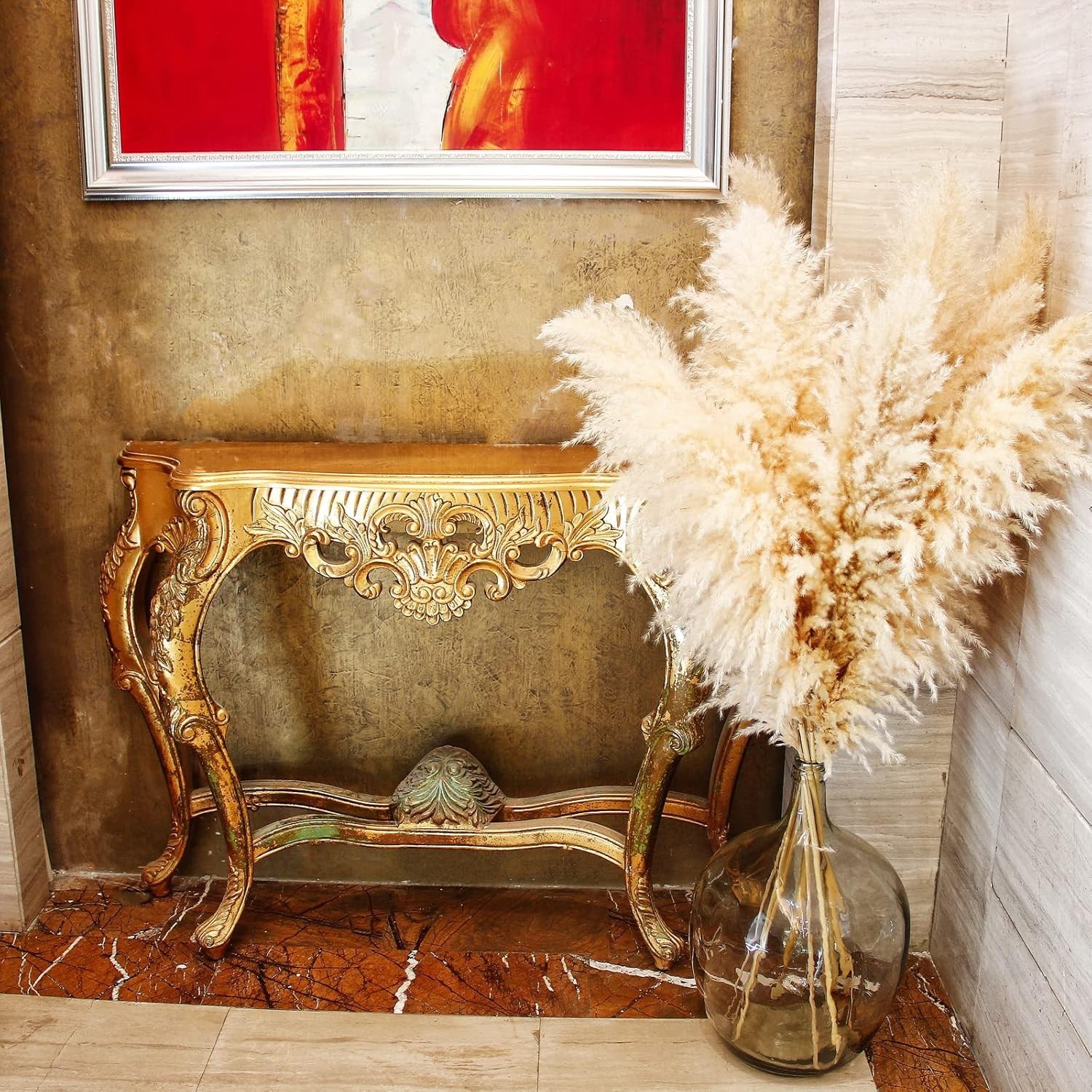 10 Stems 46″ inch Dried Pampas Grass Decor Tall, Large Pompas Grass, Boho Neu…
