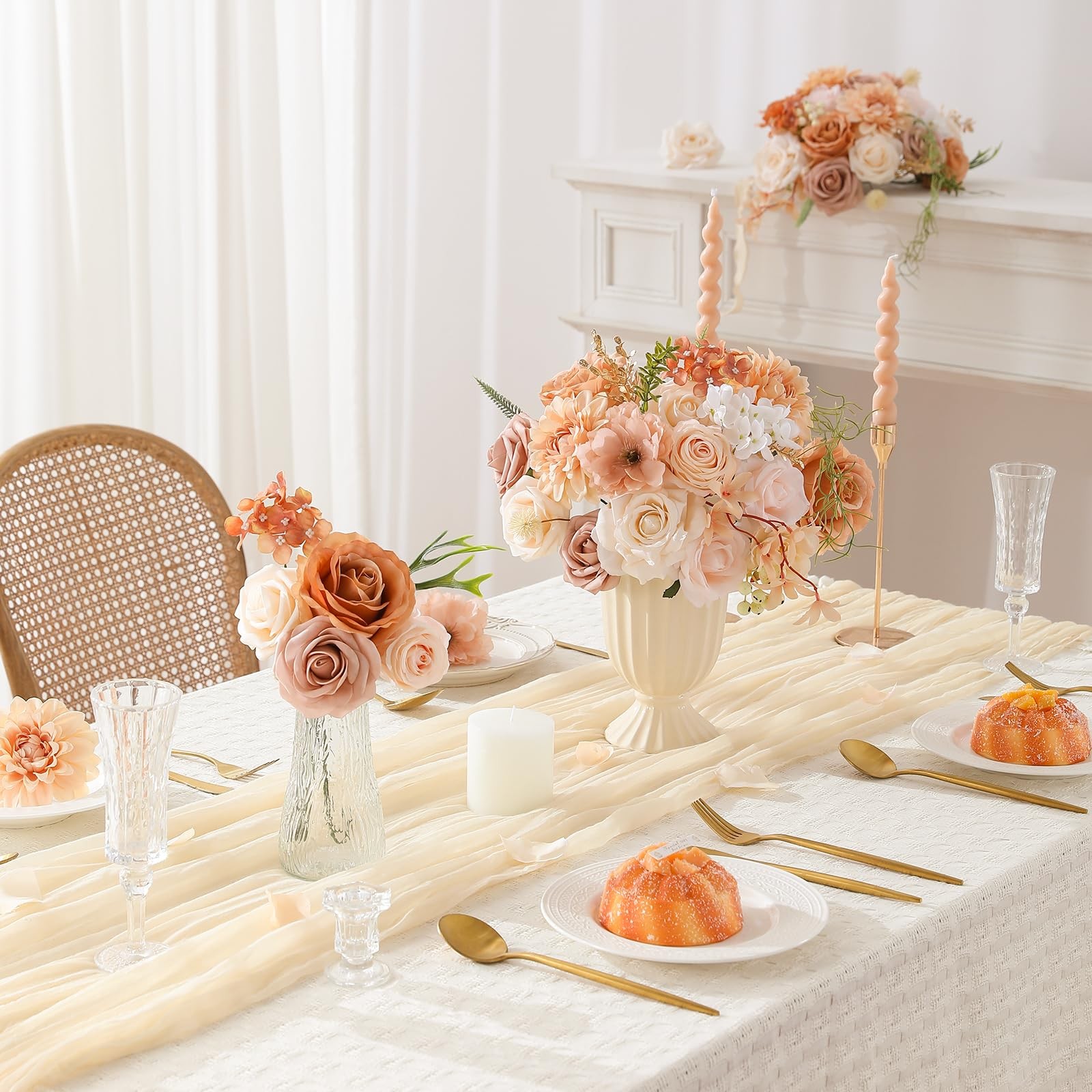 Artificial Flowers Rose Flowers Dahlia with Stems for DIY Wedding Bridal Bouq…