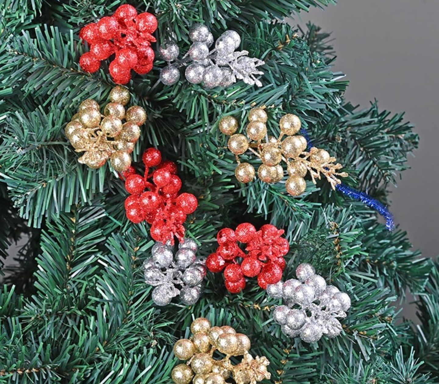 12pcs Artificial Red Picks Spring Festival Christmas Branches Stems