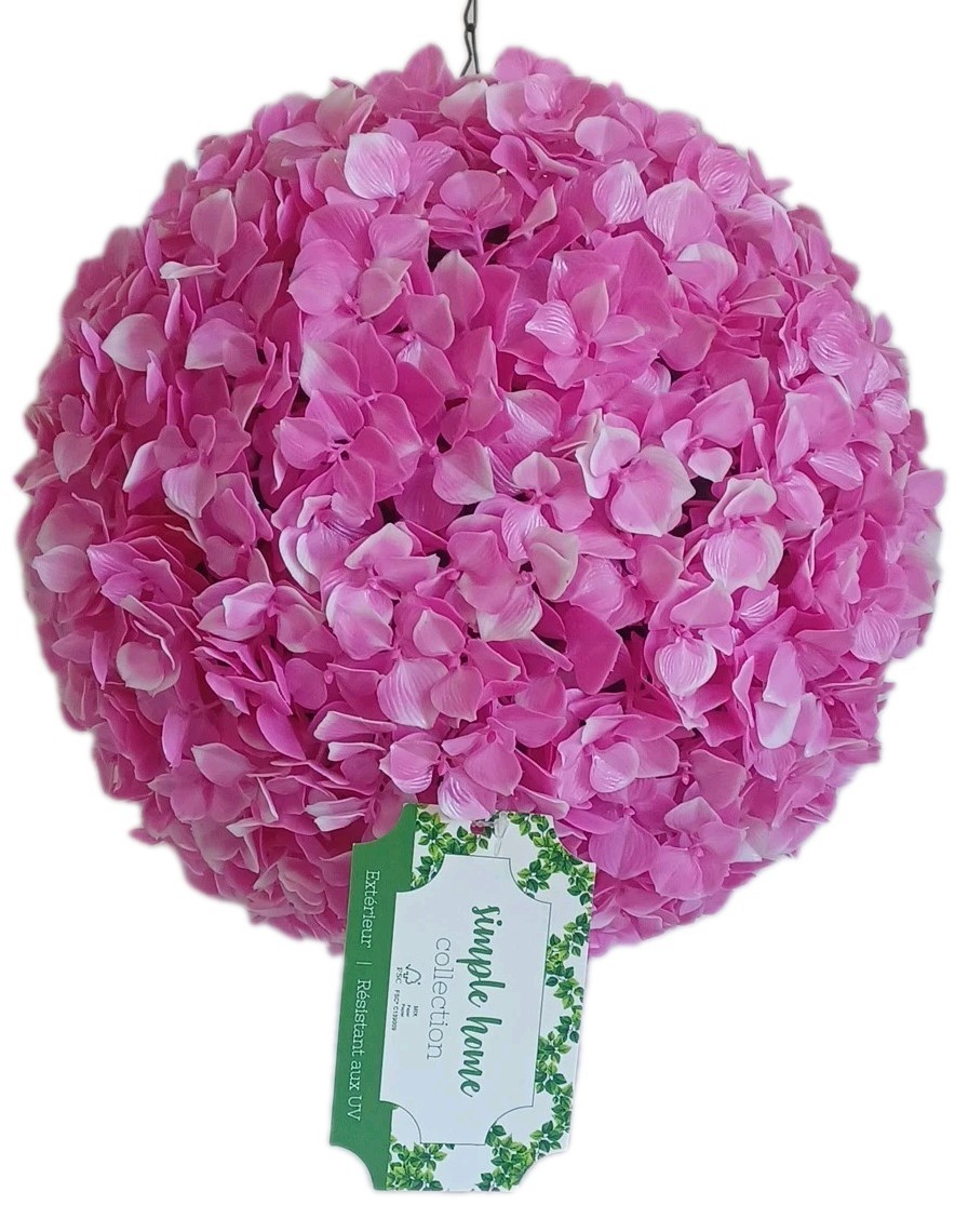 Simple Home Collection 11″ Pink Hydrangea Ball Uv Resistant Outdoor