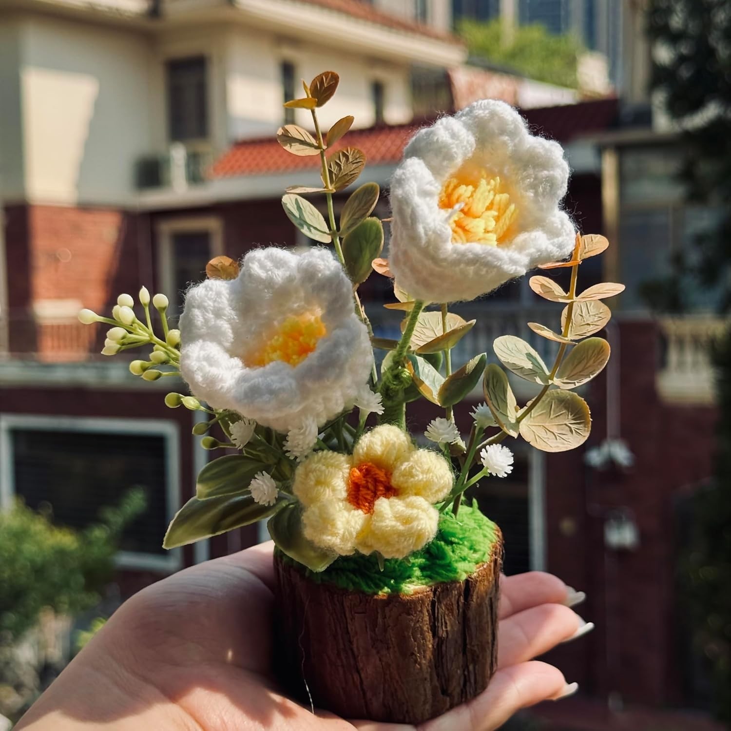 Crochet Flowers Lily of The Valley Bouquet Creative Knitted Potted Plant Gifts