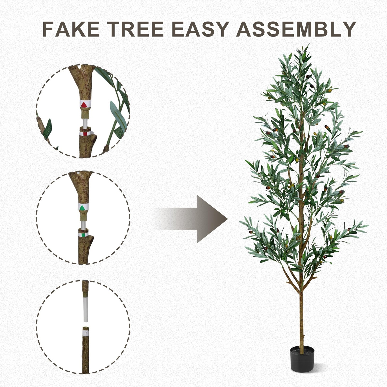 Faux Olive Tree 6ft, Fake Olive Trees Artificial Indoor with Planter & Basket…