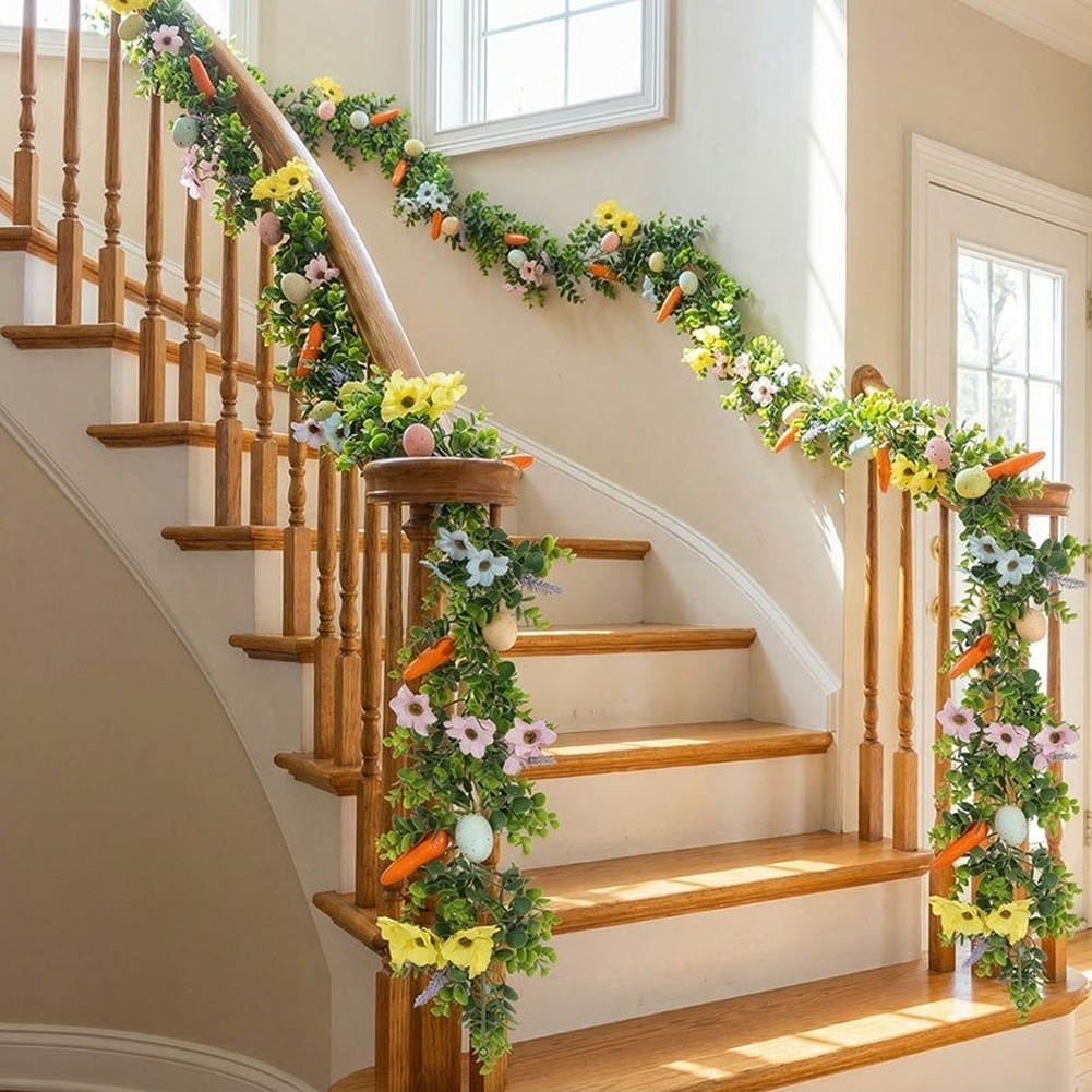Artificial Vine Carrot Eggs Hanging Wreath Style Decor for Home Wall Display
