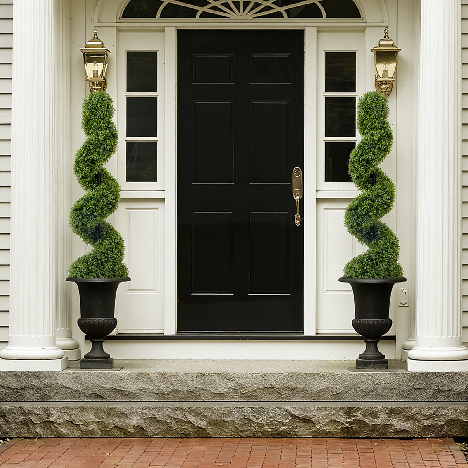 2pcs 120cm Artificial Topiary Tree Faux Spiral Topiary Tree Outdoor Fake Plant