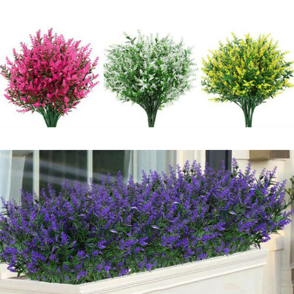 Artificial Flowers Plastic Fake Plants UV Resistant Home In/Outdoor Garden Decor