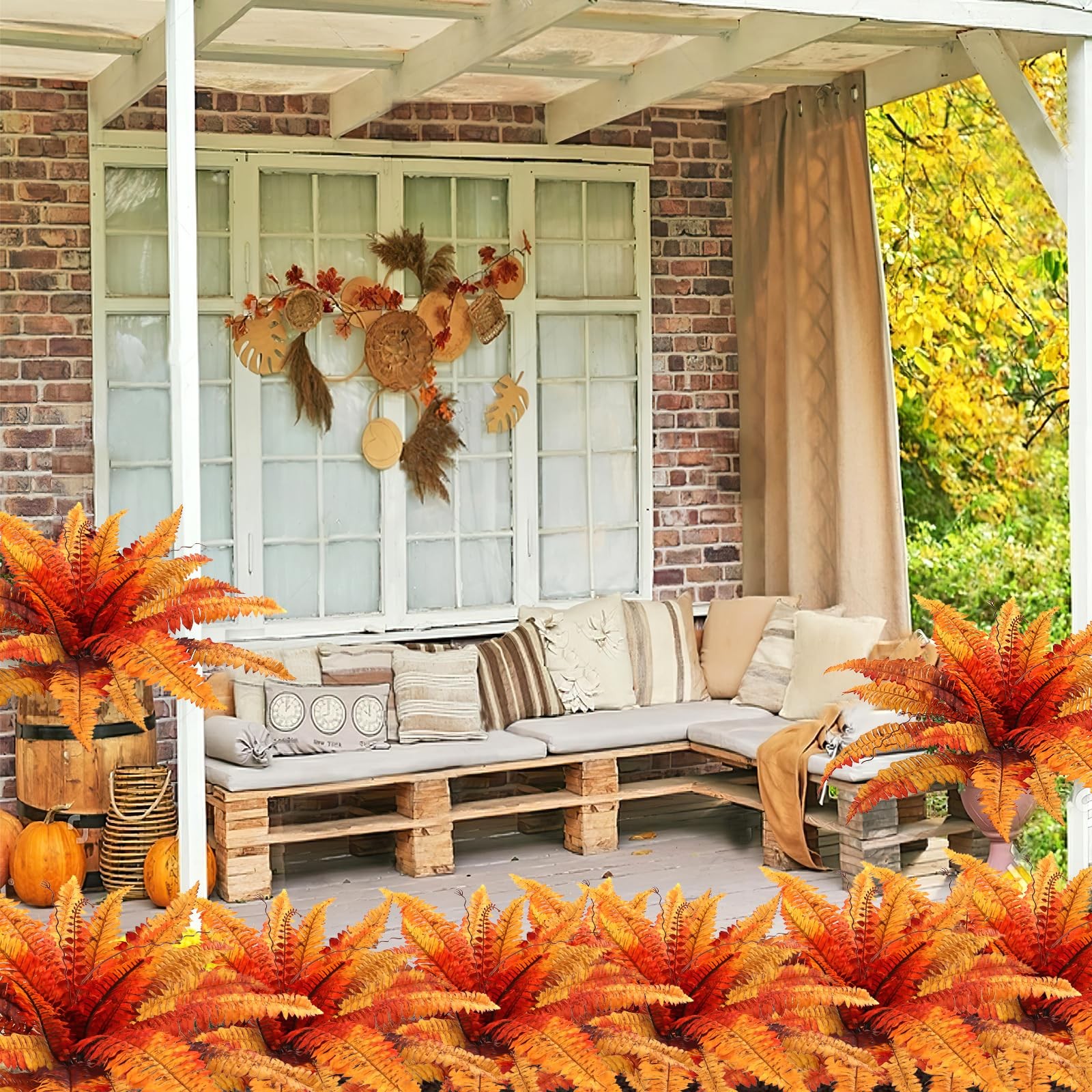 Artificial Fall Plants Artificial Fall Ferns for Outdoors, Set of 2 Bouquets …