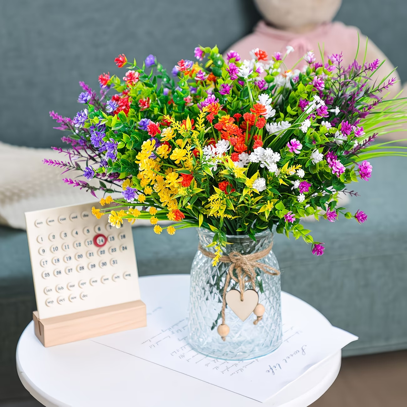 24 Bunches Of 8 Colors, Outdoor Human Fake Flowers Artificial Flowers UV Resista