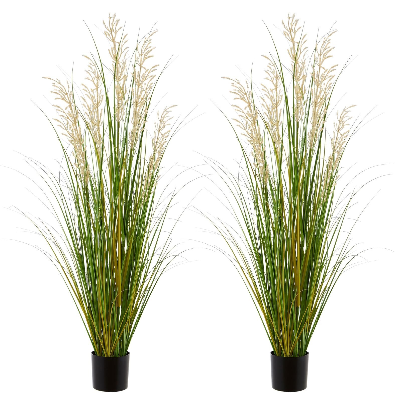 Artificial Plant, 47in Tall, 2pk Grass, Faux House Plants in Pot, Indoor Deco…