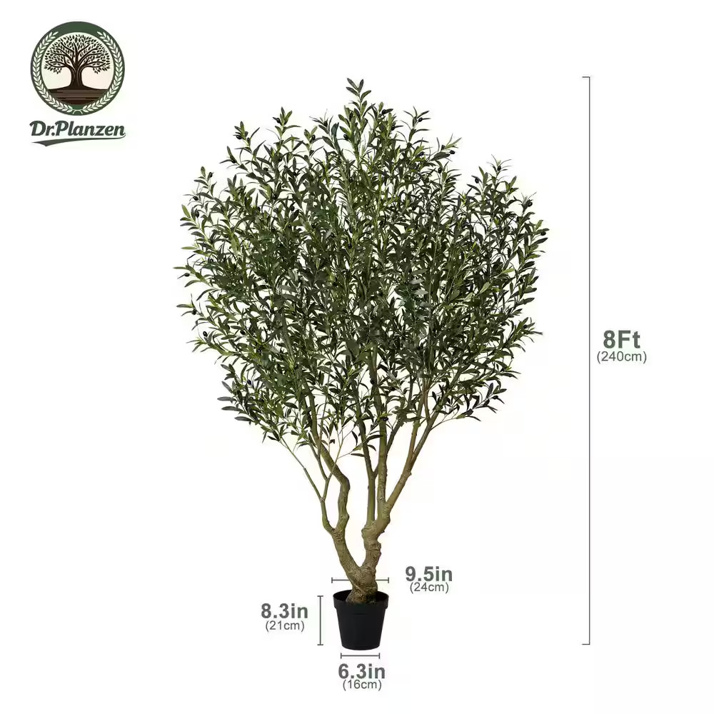 8 Ft. Artificial Olive Tree-Faux Silk Plant Fake Tree for Home Office Decor Indo