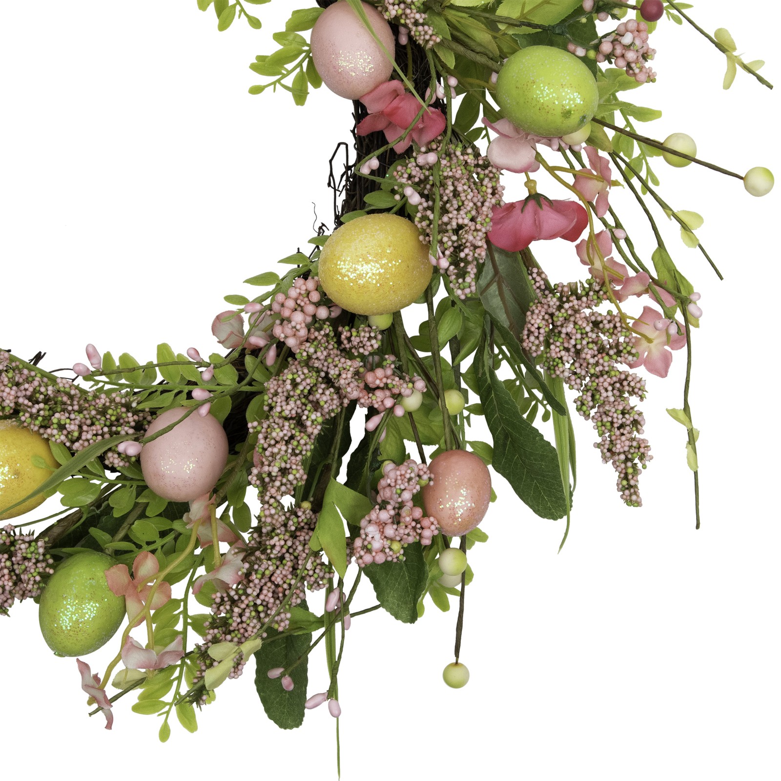 Northlight Easter Egg Berry Floral Springtime Wreath, PinkGreen 20-Inch