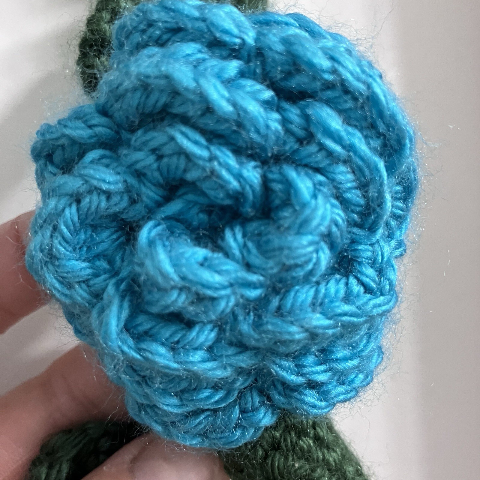 Handmade Crochet Blue Rose Flower Vine Garland Scarflette Boho Cottagecore 50″