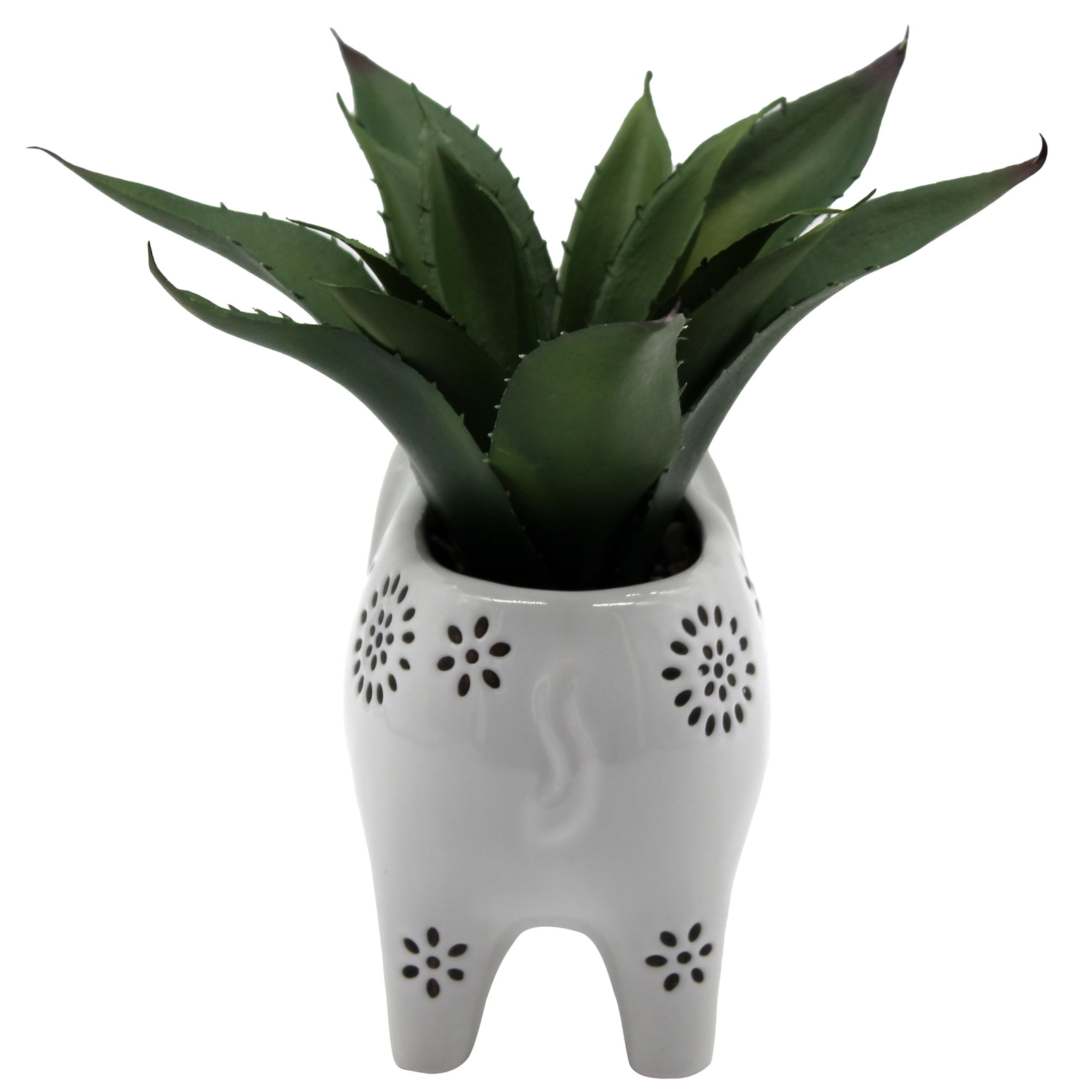 Mainstays 7.5″ Artificial Agave Plant in White Ceramic Elephant Planter